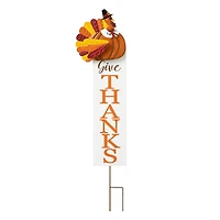 Glitzhome® 36" Thanksgiving Metal Turkey "Give Thanks" Yard Stake
