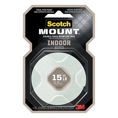 3M Scotch Mount™ Indoor Double-Sided Mounting Tape, 1/2" x 80"