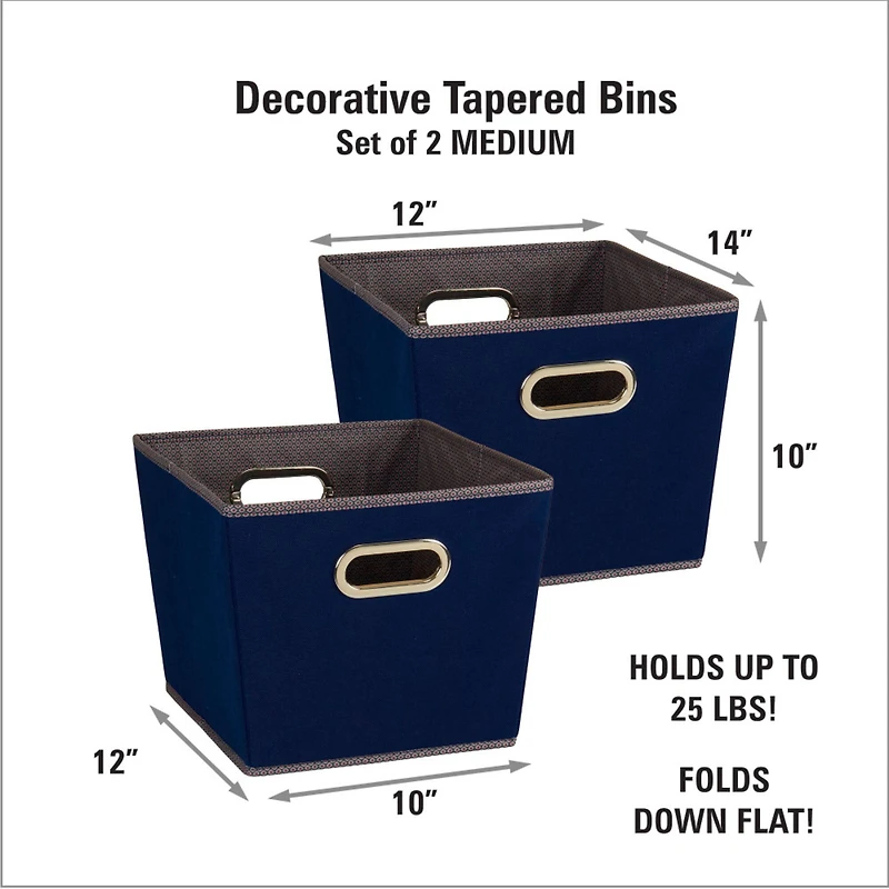 Household Essentials 10" Blue Tapered Bins, 2ct.