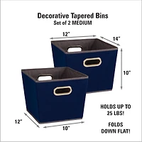 Household Essentials 10" Blue Tapered Bins, 2ct.
