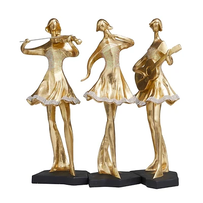 Golden Musical Trio Glam Tabletop Sculpture Set