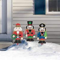 Glitzhome® Wooden Nutcracker Yard Stake Set
