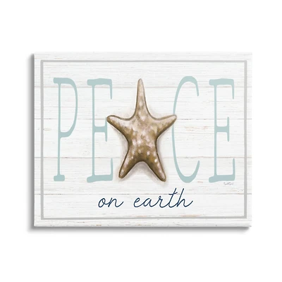 Stupell Industries Peace On Earth Starfish Sign Canvas Wall Art