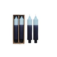 Hello Honey® 8" Blue Two-Tone Unscented Pleated Taper Candles, 2ct.