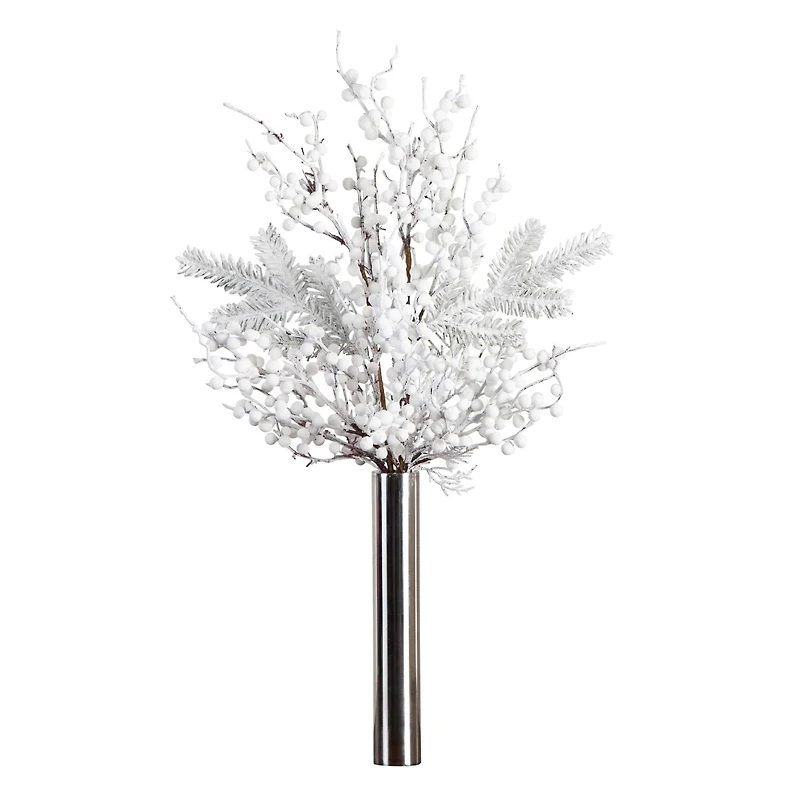 2.5ft. Artificial Flocked Berry Arrangement in Cylinder Chrome Vase