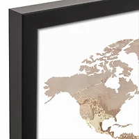 Abstract World Map Black Framed Canvas