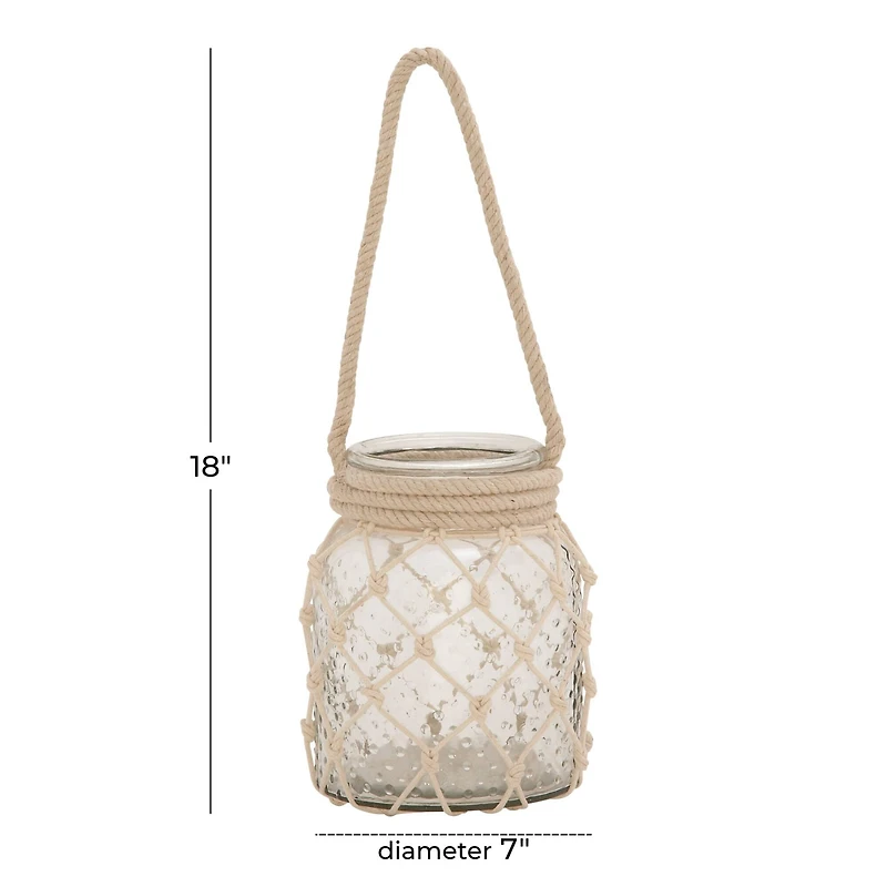 Clear Glass Coastal Candle Holder Lantern, 18" x 7" x 7"