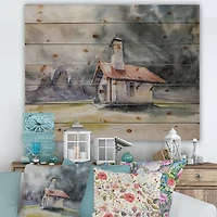 Designart - Rustic House On Mountain Top During Storm