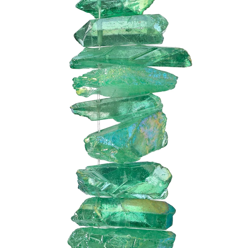 12 Pack: Light Green Crystal Quartz Stick Beads by Bead Landing™