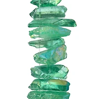 12 Pack: Light Green Crystal Quartz Stick Beads by Bead Landing™