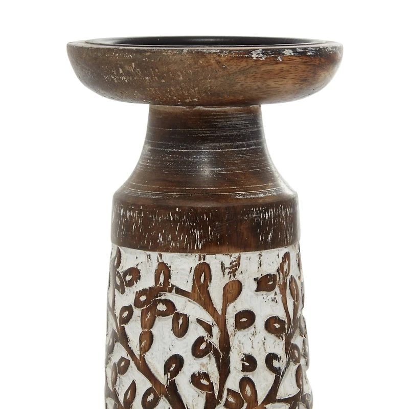 Brown Mango Wood Natural Candle Holder Set, 3ct.