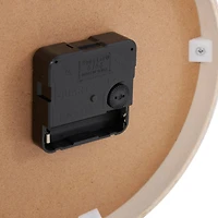 7" Light Brown Wood Woven Clock with White Frame & Silver Legs