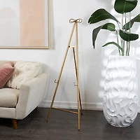 Gold Metal Tall Adjustable Floor Easel with Bow Top
