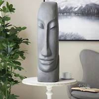 31" Black Tall Distressed Totem Face Sculpture