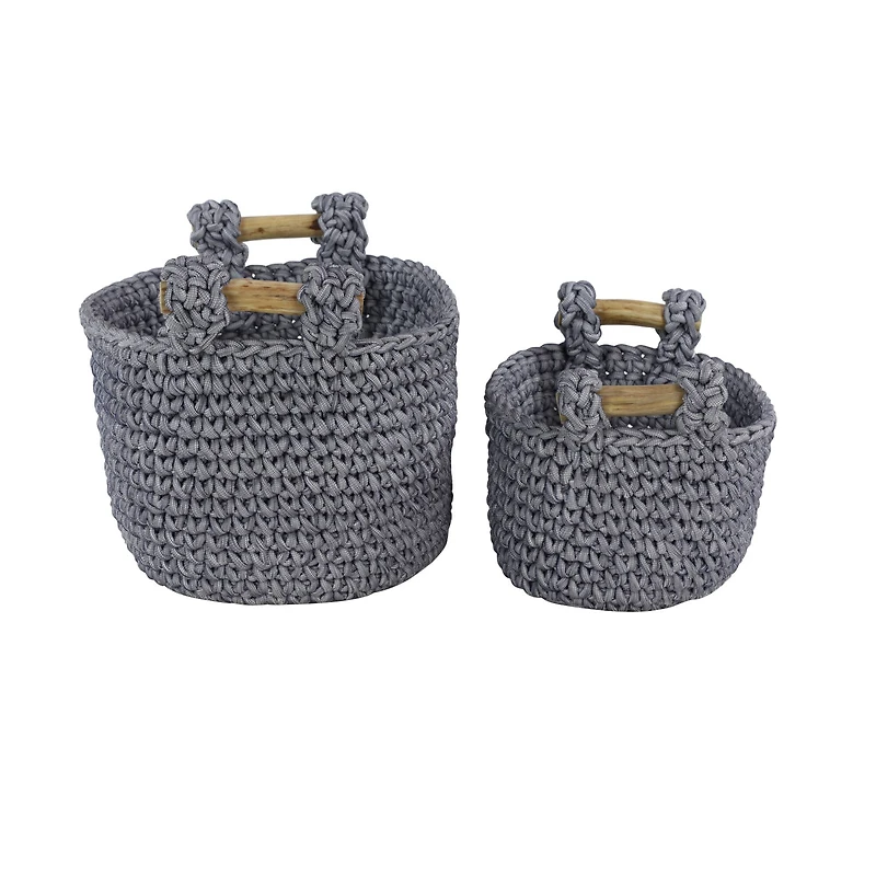 Gray Polyester Eclectic Storage Basket Set