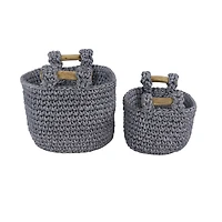 Gray Polyester Eclectic Storage Basket Set