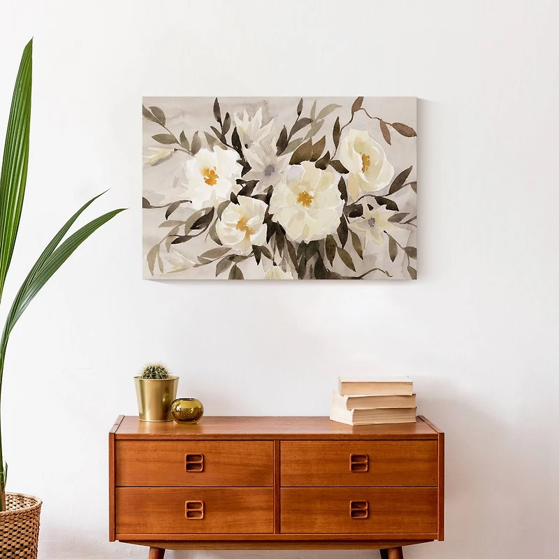 Large Neutral Florals 24" x 16" Canvas Wall Art