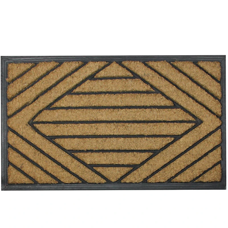 Black Rubber & Coir Outdoor Rectangular Door Mat, 29.5" x 17.5"