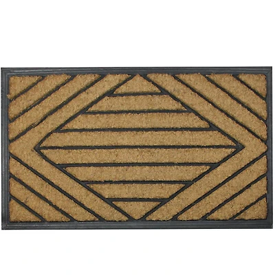 Black Rubber & Coir Outdoor Rectangular Door Mat, 29.5" x 17.5"
