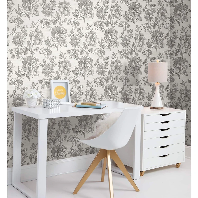 RoomMates Tamara Day Gray Flower Girl Peel & Stick Wallpaper