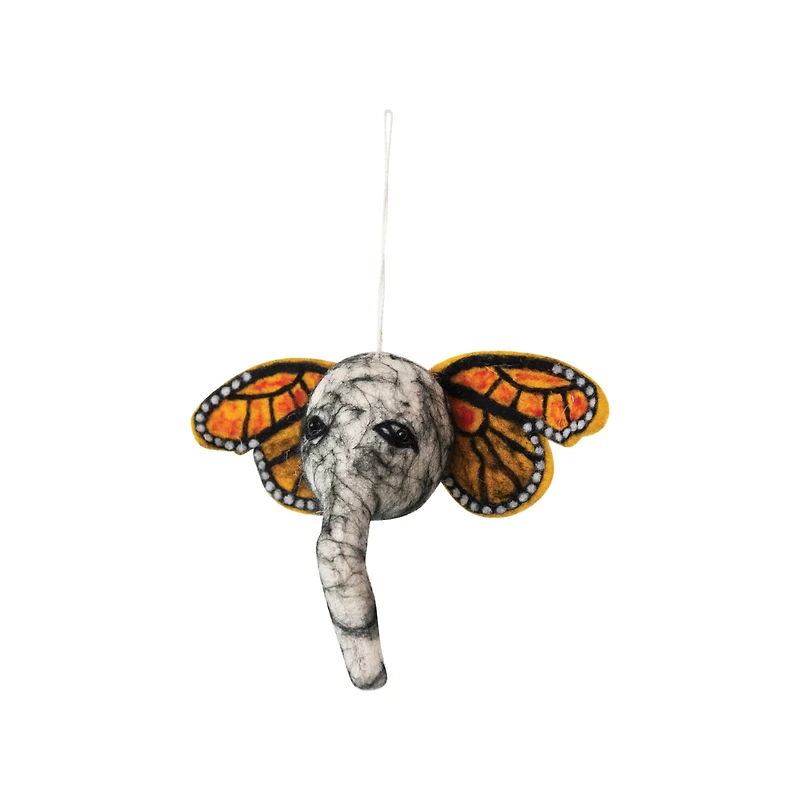 Hello Honey® 7.5" Elephant Head Wool Felt Ornament