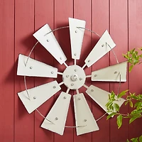 Glitzhome® 22" Beige Metal Wind Spinner Wall Décor