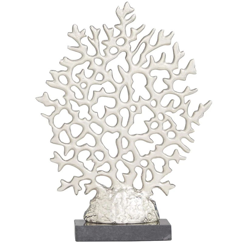 16.25" Silver Coastal Coral Tabletop Sculpture
