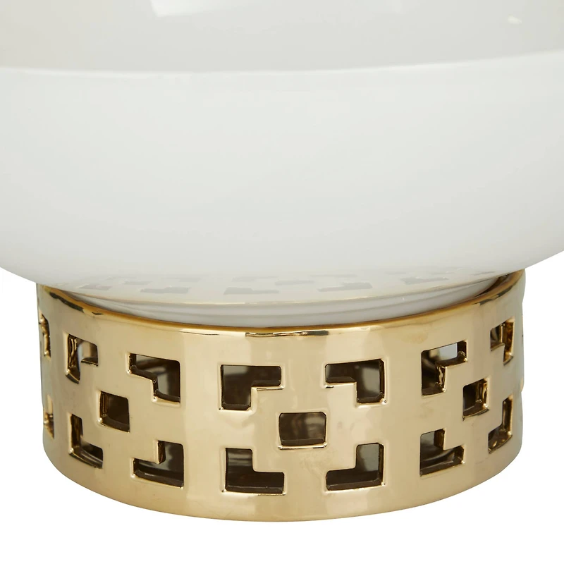 White Stoneware Glam Decorative Bowl, 7" x 11" x 11"