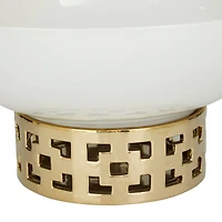 White Stoneware Glam Decorative Bowl, 7" x 11" x 11"