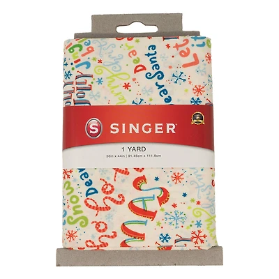 SINGER Dear Santa Print Ringspun Cotton Fabric