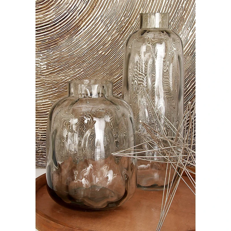 11" Gray Glass Coastal Vase