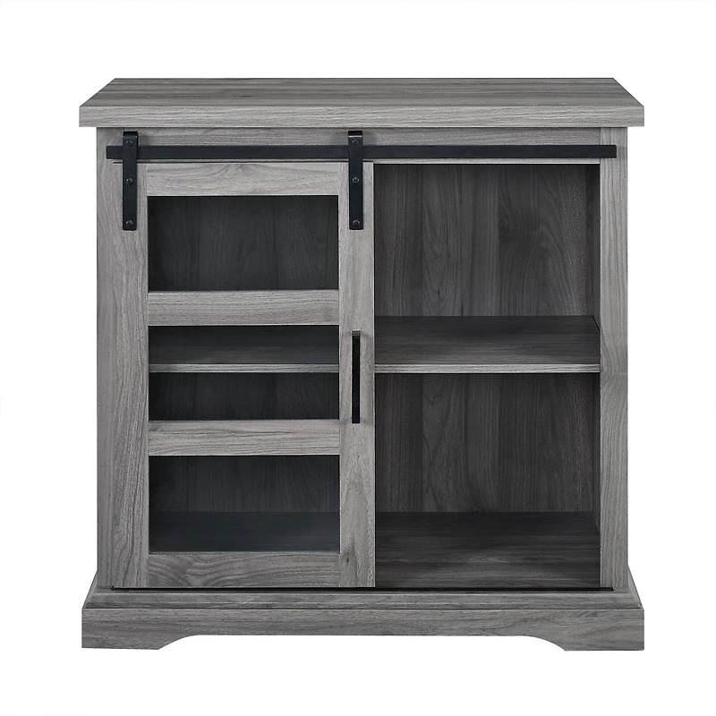 Walker Edison 32" Slate Grey Sliding Glass Door Modern Accent Cabinet 