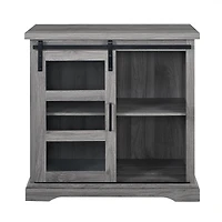Walker Edison 32" Slate Grey Sliding Glass Door Modern Accent Cabinet 