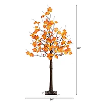 4ft. Pre-Lit Minimalist Autumn Maple Artificial Fall Tree with 56 LED Warm White & Orange Pumpkin Shaped Lights