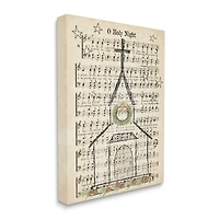 Stupell Industries Festive Winter Church Holy Night Musical Script Canvas Wall Art