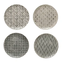 Hello Honey® 7.75" Round Hand Stamped Stoneware Plate Set