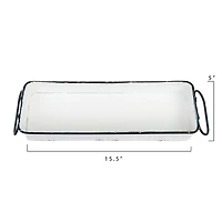 Hello Honey® 16" Silver Decorative Rectangle Distressed Metal Tray