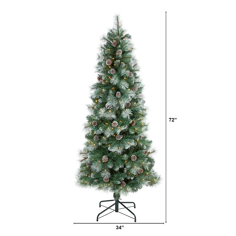 6ft. Pre-Lit British Columbia Mountain Pine Artificial Christmas Tree, Clear LED Lights