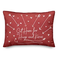 Sit Here for Hugs & Kisses Valentine's Day Throw Pillow