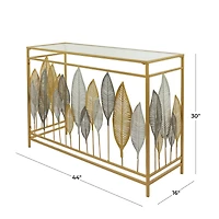 Gold Metal Contemporary Console Table, 30" x 44" x 16"