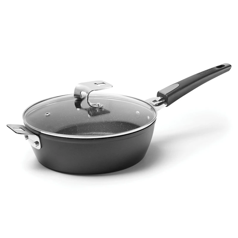 The Rock by Starfrit 9" Deep Fry Pan & Dutch Oven with Lid & Detachable Handle