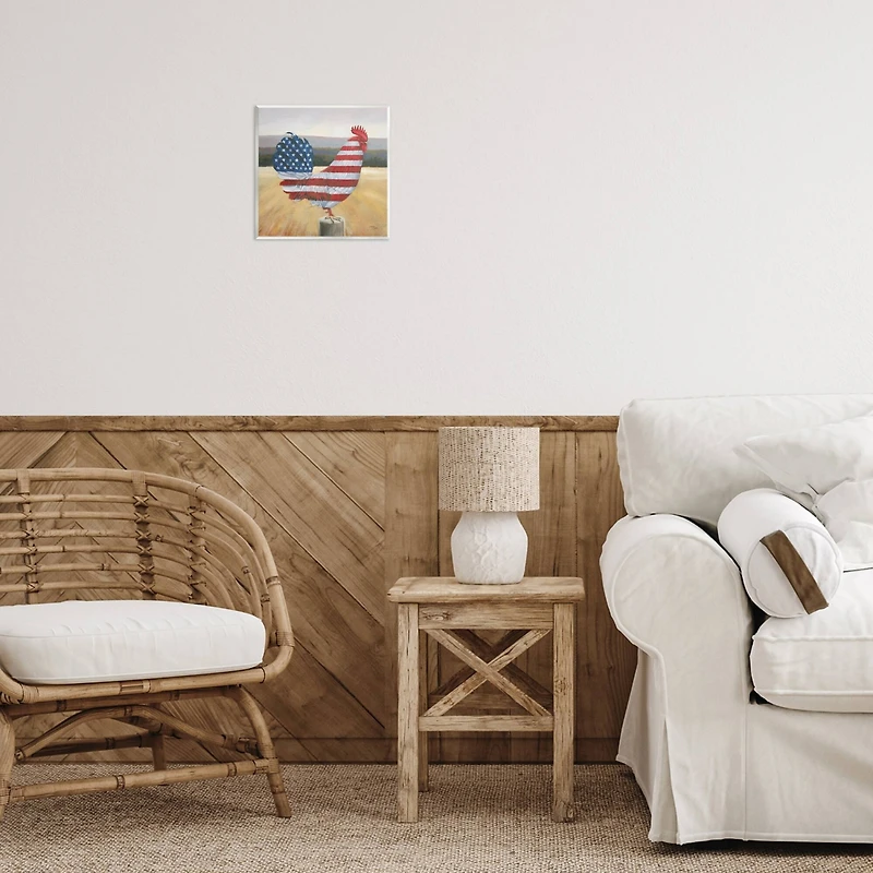 Stupell Industries American Flag Rooster Wall Plaque Art