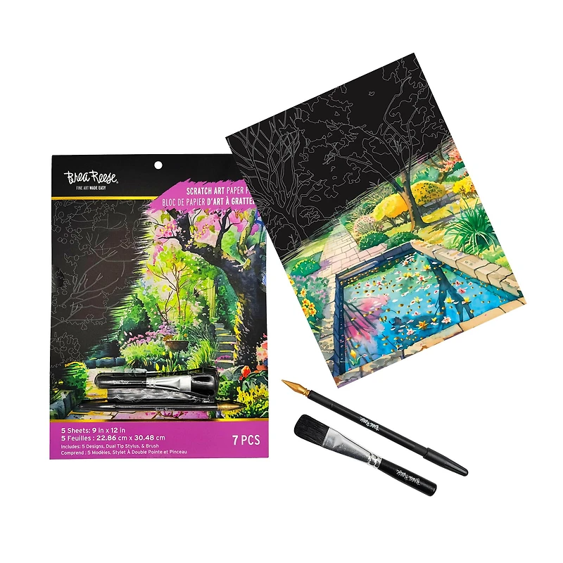 Brea Reese™ 9" x 12" Garden Scenes Scratch Art Paper Pad