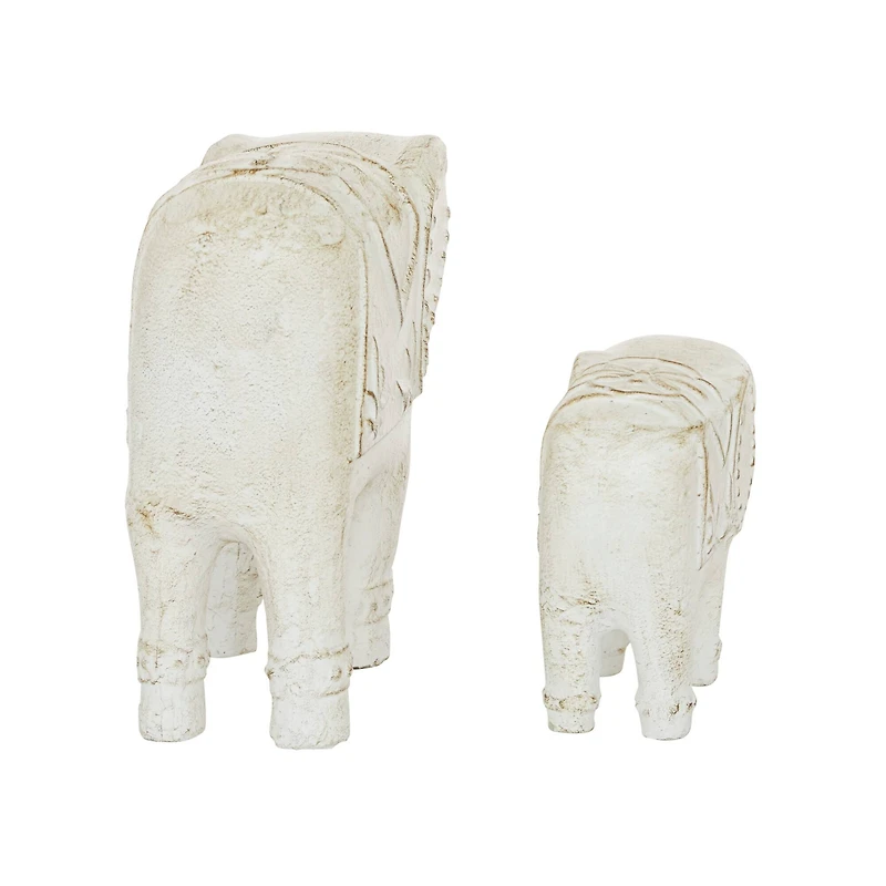 White Bohemian Elephant Sculpture Set