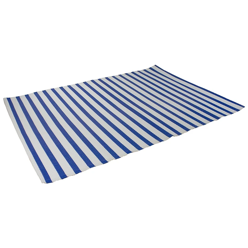 Blue & White Striped Rectangular Outdoor Area Rug, 4ft. x 6ft.