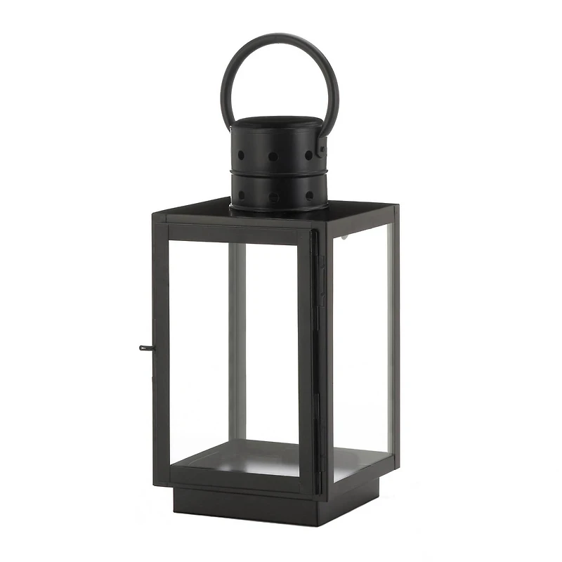 15" Black Iron & Glass Square Lantern