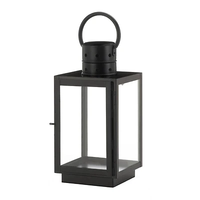 15" Black Iron & Glass Square Lantern