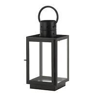 15" Black Iron & Glass Square Lantern