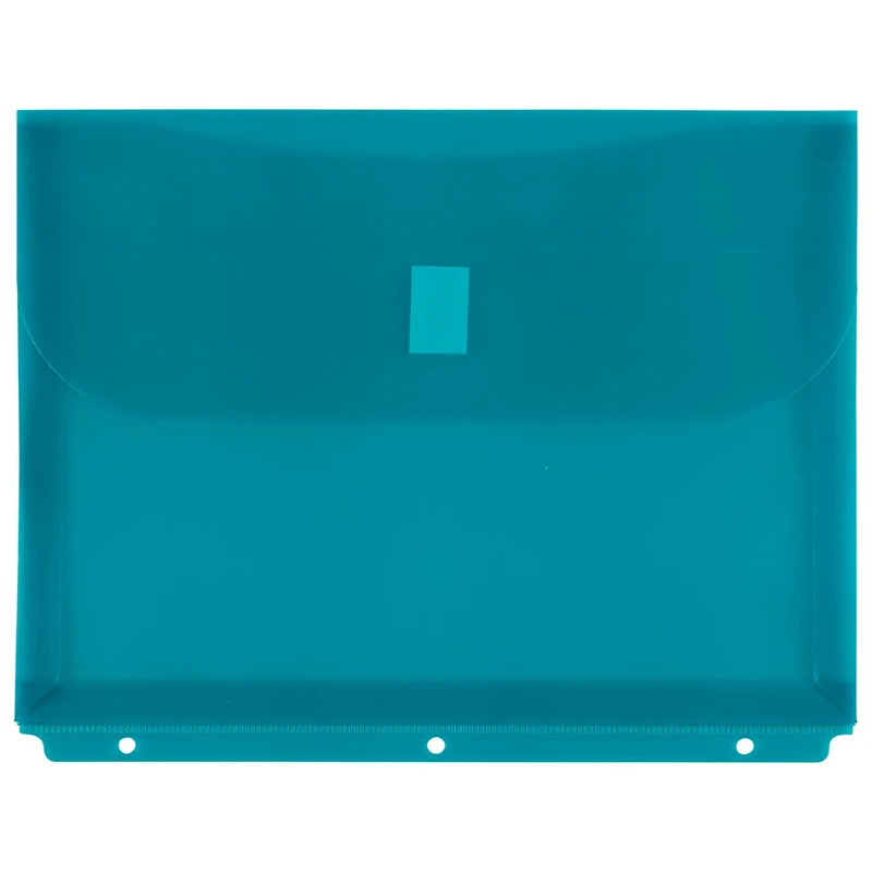 JAM Paper 9.5" x 11.5" Plastic 3 Hole Punch Binder Hook & Loop Closure Envelopes, 6ct.
