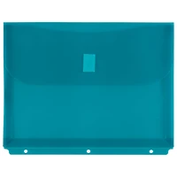 JAM Paper 9.5" x 11.5" Plastic 3 Hole Punch Binder Hook & Loop Closure Envelopes, 6ct.